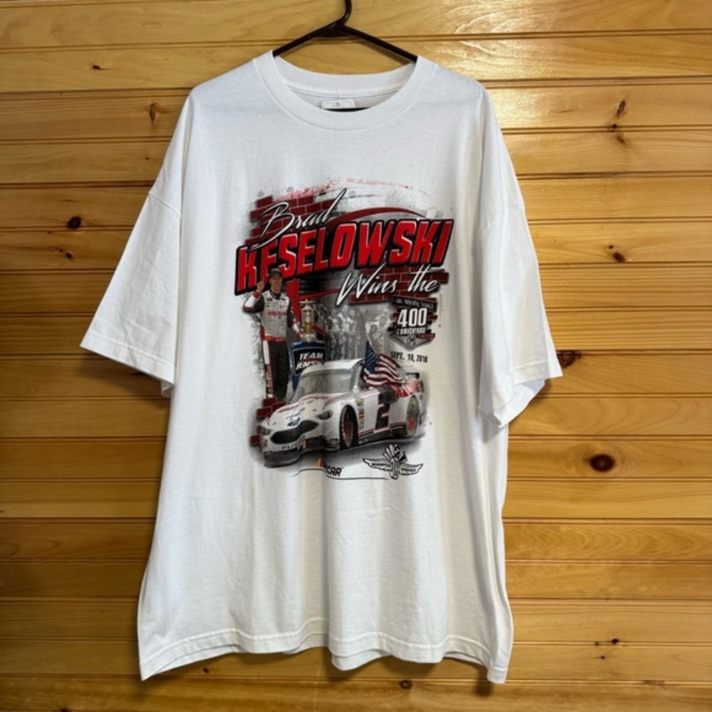 Team Penske NASCAR Brad Keselowski Brickyard White Graphic Men's T-Shirt 3X